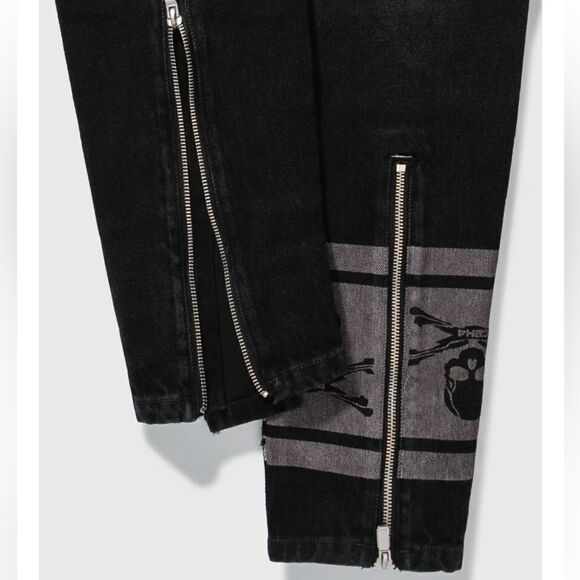 Mastermind Japan x C2H4 jeans double waist skull print chain black NWT S $550 - Picture 7 of 16